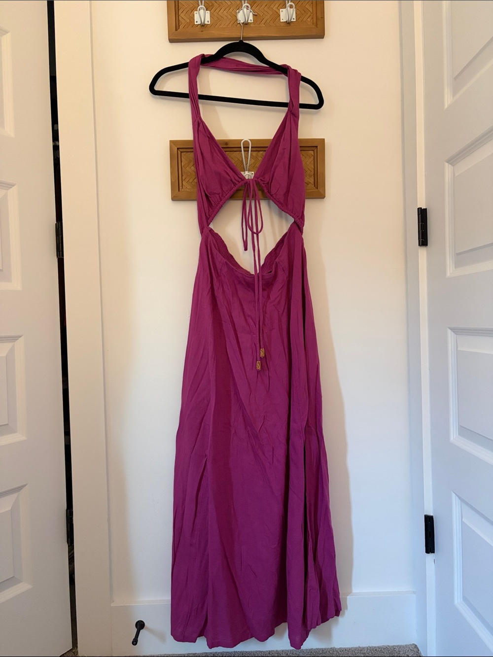 Free People Fuchsia Backless Halter Maxi Dress